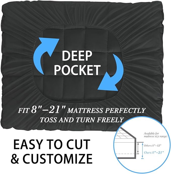 CYMULA Full Size Mattress Topper - Extra Thick Cooling Mattress Pad Cover for Back Pain - Soft Mattress Protector Firm Bed Topper Pillow Top with 8-21 Inch Deep Pocket 3D Snow Down Alternative Fill