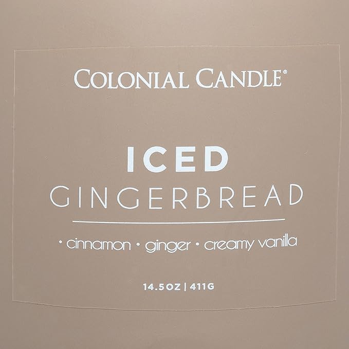 Colonial Candle Iced Gingerbread Scented Jar Candle, Pop of Color Collection, 3 Wick, 14.5 oz - Up to 60 Hours Burn