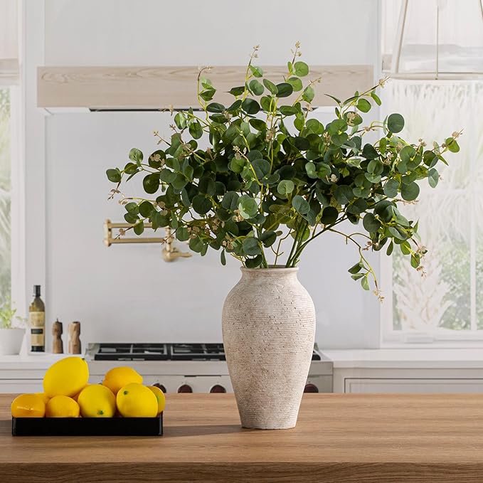 Ceramic Flower Vase Home Decor - Large Tall Farmhouse Table Vases Rustic Vintage Living Room Kitchen Bedroom Decorations for House Book Shelf Office Coffee Desk Dining Fireplace (11" Retro)