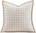 Premium Throw Pillow Covers 20x20 Inches - Framed Oatmeal Woven Whisper Grid Chenille Jacquard Embroidery Decorative Couch Pillow Covers for Living Room Bedroom Sofa