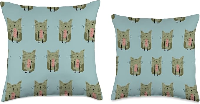 Cute Scandinavian Animals Designs Scandinavian Cat Boho Pattern Throw Pillow, 16x16, Multicolor