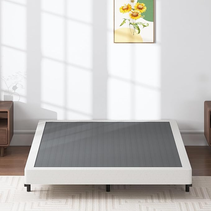 Box Springs 5 Inch Queen Box Spring Only Bed Base, Mattress Foundation, Easy Clean Fabric Cover, Non-Slip, No Noise, Easy Assembly
