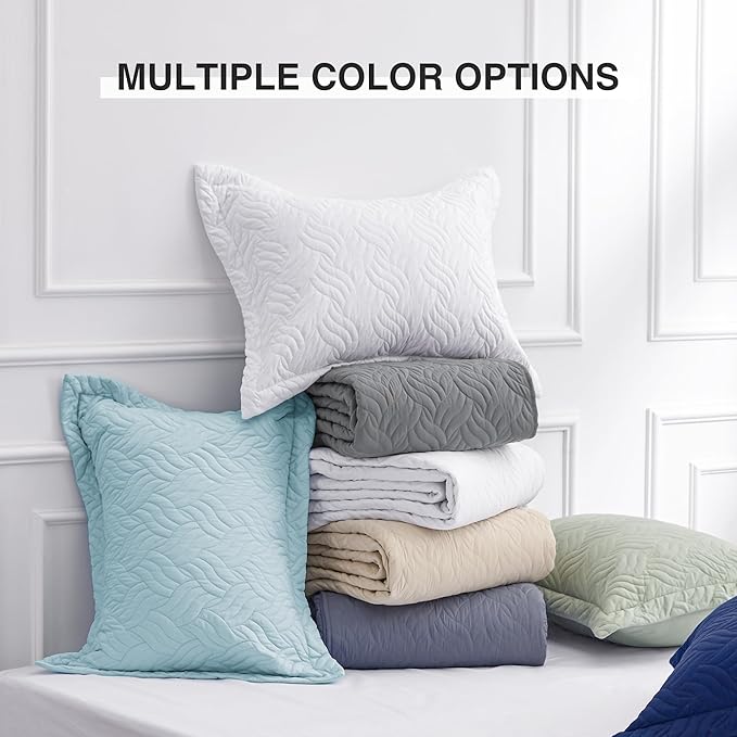 Love's cabin Twin Quilt Set Light Blue Bedspreads - Soft Bed Summer Lightweight Bedspread Comforter - Modern Style Wave Pattern Coverlet for All Season - 2 Pieces (1 Quilt, 1 Pillow Sham)