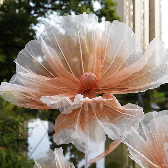 Giant Flowers for Decoration,66.9" Tall Floor Standing Life Size Silk Flower Decor - 3 Large Artificial Flowers with Stand for Wedding Reception,Party Banquet Background,Home Decor