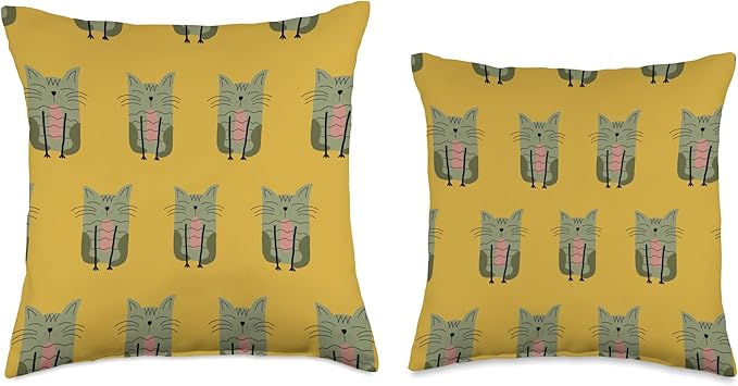 Cute Scandinavian Animals Designs Scandinavian Cat Boho Pattern Throw Pillow, 16x16, Multicolor