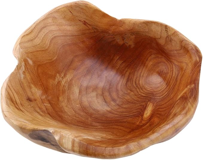 Wood Salad Bowl - Decorative Handmade Natural Wooden Irregular Serving Bowl for Fruits, Salads, Candy and Snack (8" - 10" diameter)