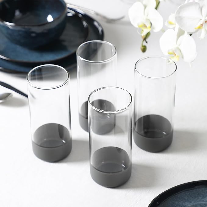 Stone Lain Mirella 16-Piece Dinnerware Set Stoneware, Borosilicate Glass, Blue