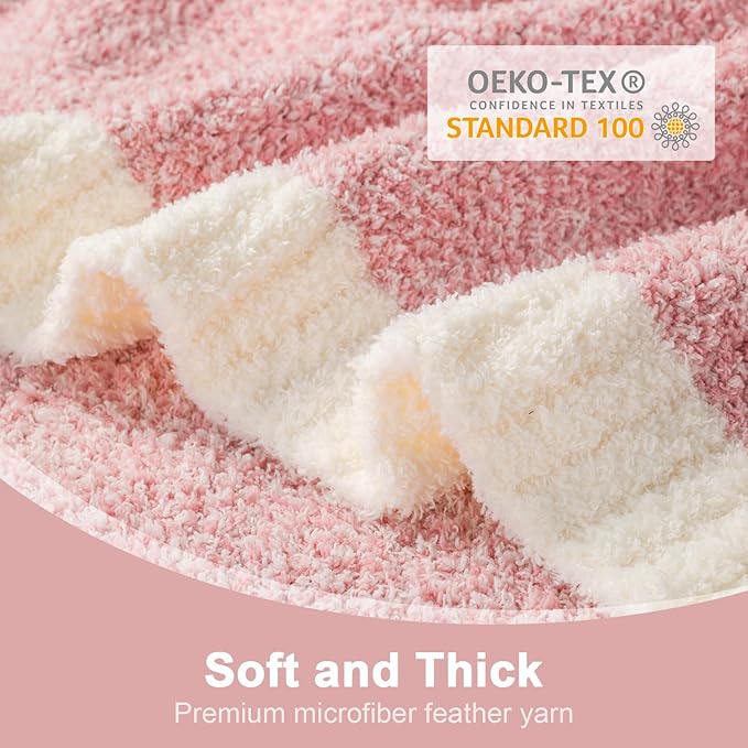 Snuggle Sac Pink Throw Blankets for Couch, Reversible Super Soft Warm Microfiber Blankets Cozy Knit Fuzzy Plush Lightweight Fluffy Throws for Sofa, Bed, Living Room, Heather Pink, 50 x 60 inches