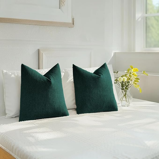 HAUSSY Teal Throw Pillow Covers 12x20 Inch Set of 2,Boho Decorative Faux Linen Lumber Throw Pillows Cozy Farmhouse Accent Cushion Covers,Home Decor for Couch Sofa Bed Living Room