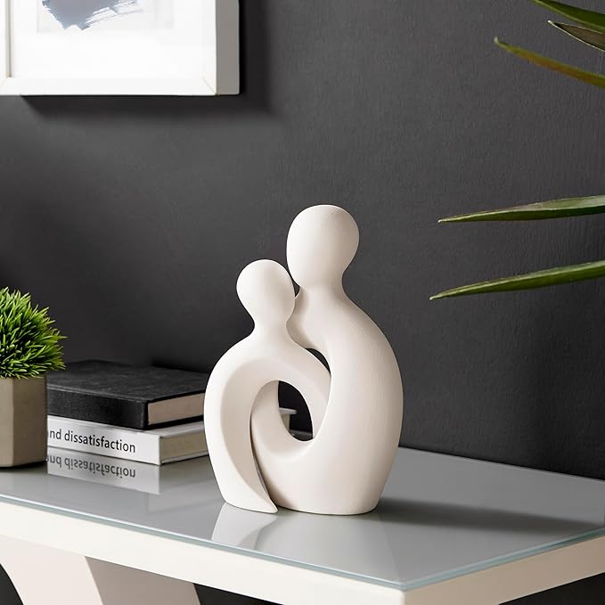 Danya B. Hans Cream Abstract Intersecting Circle Tender Couple Decorative Accent Matte Ceramic Sculpture Figure