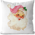 DOTAIN Pink Christmas Decor - 18x18 Vintage Santa Throw Pillow Covers