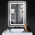 36"x24" LED Bathroom Mirror with Anti-Fog, Stepless Dimmable Lights, 3 Color Modes, Shatter-Proof Tempered Glass, Memory Function & Waterproof Design