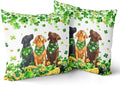Giwawa Patrick Dogs Pillow Covers Set of 2 20x20inch Lucky Shamrocks Funny Puppy Decorative Square Pillow Cases Spring Clovers Leaf Cotton Throw Cushion Covers for Sofa Couch Patio Bedding