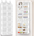 Over The Door Organizer 6 Tiers, Extra Large Behind Door Storage of 12 Compartments, 80 lbs Weight Capacity Hanging Storage Organizer with Clear Window Kids Toys, Shoes,Diapers, Room Storage, White
