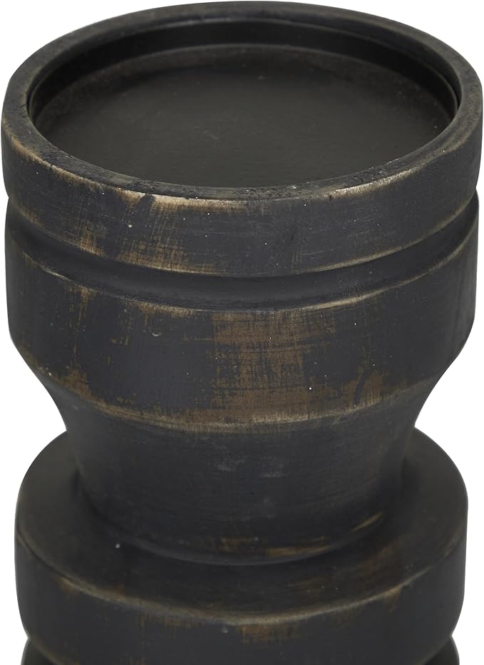 Deco 79 Wood Decorative Candle Holder Candle Stand, Set of 3 Candlestick Holder 14", 11", 8" H, Black