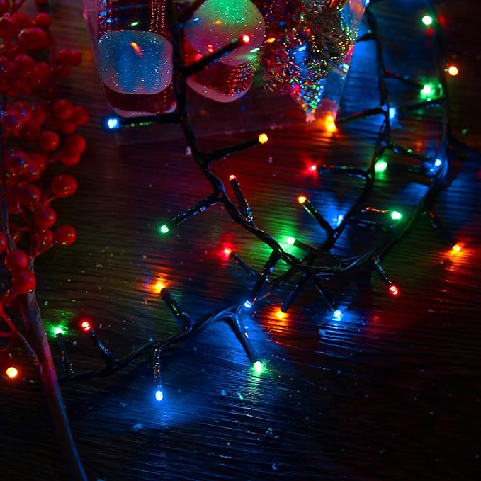 AWQ 500 LED 49ft Christmas Cluster Lights Christmas Decoration String Lights for Xmas Home Garden Wedding Party Xmas Tree Bedroom Indoor Outdoor Decor (Multicolor)