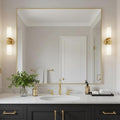 30x36 Inch Brass Bathroom Mirror for Wall, Aluminum Frame Rectangle Rectangular Vanity Mirror, Modern Large for Bedroom, Living Room, Horizontal or Vertical
