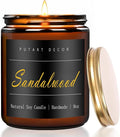 Sandalwood Scented Candles for Home, 9oz Natural Soy Wax Aromatherapy Organic Santal Candle for Stress Relief, Long Burning & Lasting Jar Candle Gifts for Birthday, Housewarmings, Thanksgiving