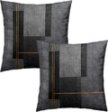 Gray Pillow Covers - Boho Throw Pillows Dark Grey Pillow Cases 20x20 Set of 2 Modern Square Cushion Cover for Home Sofa Couch Bed