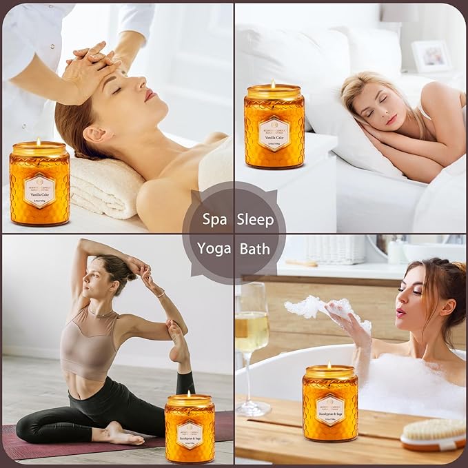 6 Pack Natural Soy Wax Jar Candles for Home Scented, 33 oz 240 Hour Long Lasting Aromatherapy Fall Candles Gifts for Women Birthday | Thanksgiving Day Christmas | Amber Candles|