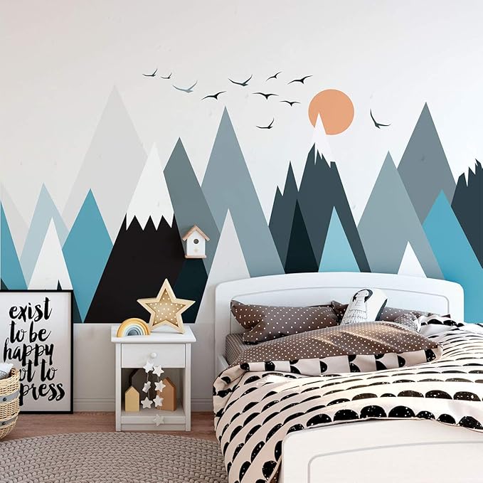 Ambiance Stickers Scandinavian Parka Mountains Wall Decals, DIY Home Decor, Peel and Stick Removable Stickers, Waterproof and Self Adhesive Wall Art - H115 x L230 CM