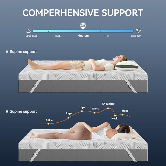 ELEMUSE 2 Inch Gel Memory Foam Mattress Topper Twin XL Size Pressure-Relieving Mattress Topper for Back Pain,Non-Slip Design with Removable & Washable Cover, CertiPUR-US