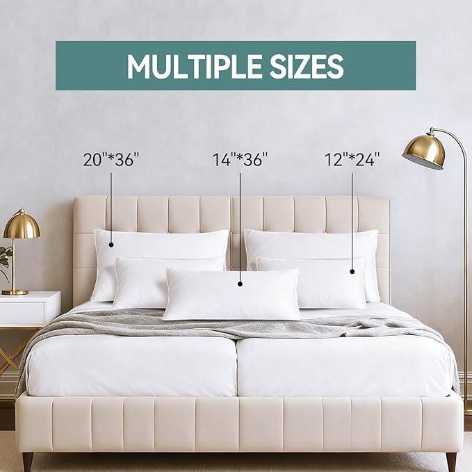 Set of 2 Throw Pillow Inserts, 12x24 Premium Lumbar Pillow Form, Down Alternative Pillow, Hypoallergenic,Virgin Microfiber Stuffer Sham Rectangle Pillow for Sofa Bed Couch