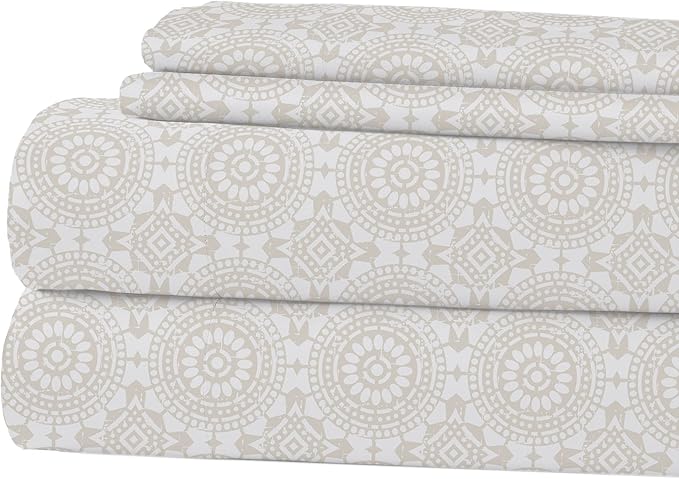 Modern Threads Printed 3-Piece Extra Soft Bedding Sheets & Pillowcase Set, Deep Pocket up to 16 inch Mattress Abella Twin