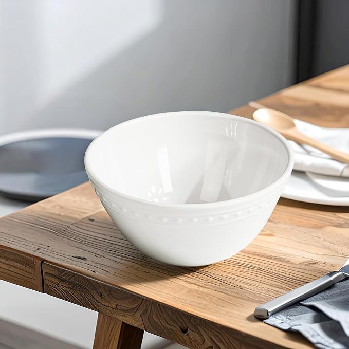 Melamine Bowl Set, Basic White Soup Bowls Set, 6 inch, 24oz All purpose/Soup/Salad Bowls Set of 6, Unbreakable Durable, Dishwasher Safe, BPA Free - Perfect for Soups, Salads & Entertaining