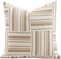 Premium Throw Pillow Covers 18x18 Inches - Oatmeal Mosaic Block Grid Chenille Jacquard Embroidery Decorative Couch Pillow Covers for Living Room Bedroom Sofa Home Décor