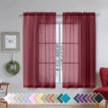 Aiyufeng Burgundy Sheer Curtains for Bedroom - Beautiful Semi Sheer Curtains Privacy for Bedroom Bathroom Kitchen Dining Office Window, 40 Wide x 54 inches Long, 2 Pcs