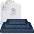 Threadmill Cotton Twin XL Sheet Set | 100% Cotton Sheets for Twin XL Size Bed | Damask Jacquard Sateen Twin XL Bed Sheets Set | 16” Deep Pocket | Soft Breathable 3pc Cooling Sheet Set | Folkstone Blue