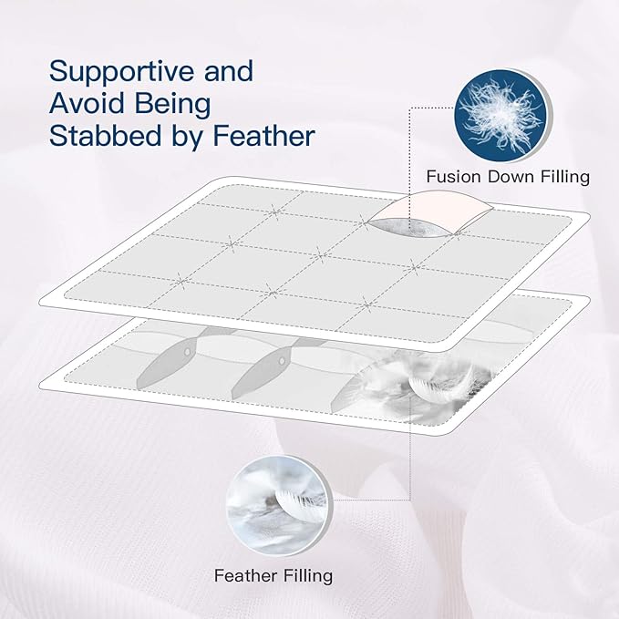 ELEMUSE Twin Size Extra Thick Fusion Goose Down Feather Filled Mattress Topper, Plush Fluffy Double Layer Pillowtop Mattress Pad Cover, Soft Featherbed with 8-21 Inch Deep Pocket