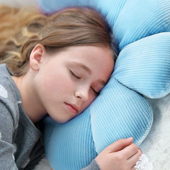 Coume 4 Pcs Flower Pillows 15" Cute Plush Flower Throw Pillows Daisy Floor Seat Cushion for Bed Sofa Couch Chair Classroom Corner Office Christmas Room Decor(Pastel)