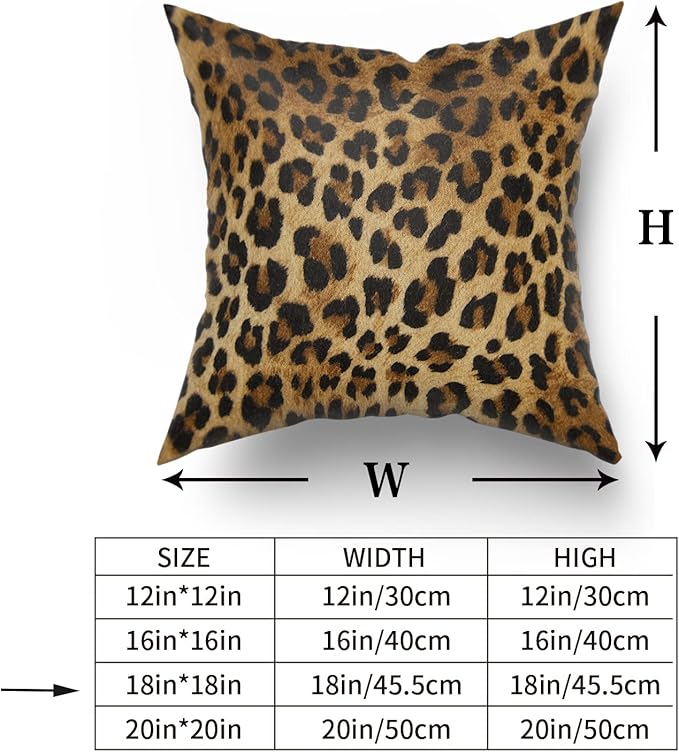 Brown Leopard Throw Pillow Cover - 2 Pcs Cheetah Animal Print Pillows Covers 16x16 inch Soft Bed Decorative Pillow Case for Home Couch Sofa Outdoor Decor