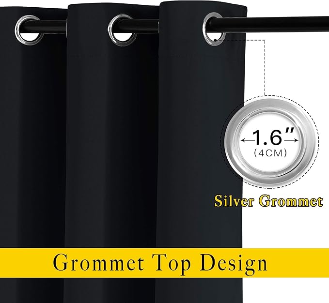 NICETOWN Black Out Curtains for Bedroom 84 inches Long - Light Reducing Thermal Insulated Solid Grommet Curtains/Panels/Drapes for Living Room (Set of 2, W52 x L84)