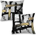Black White Gold Pillow Covers, White Black and Gold Pillow Covers 18x18 Set of 2, Modern Black and White Pillow Covers for Couch Bed Living Room