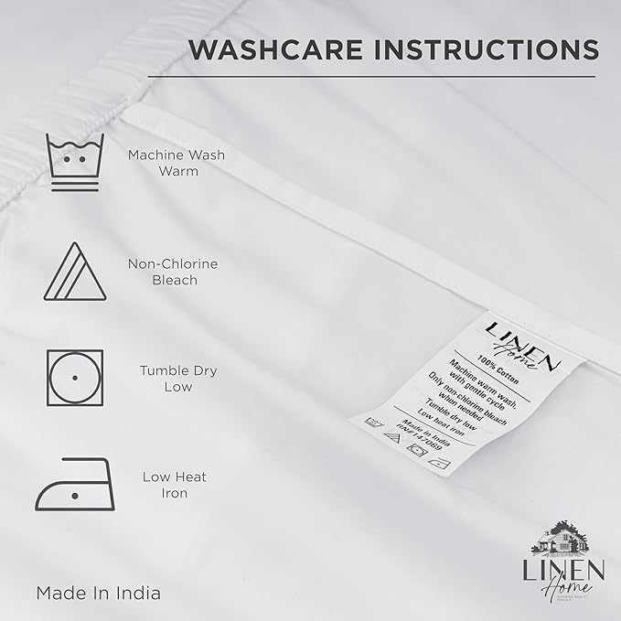 Linen Home 100% Cotton Percale Weave Fitted Sheet, Queen Size, Silver, 1 Deep Pocket Fitted Sheet, Fits Mattress Upto 16" Crisp and Cool Strong Bed Linen, 60"X80"+15"