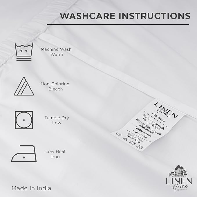 Linen Home 100% Cotton Percale Weave Fitted Sheet, Full Size, Cream, 1 Deep Pocket Fitted Sheet, Fits Mattress Upto 16" Crisp and Cool Strong Bed Linen, 54"X75"+15"