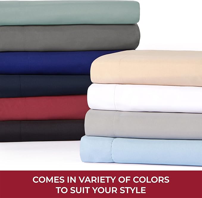 Mellanni RV Short Queen Sheets - 4 PC Iconic Collection Bedding - Hotel Luxury, Extra Soft, Cooling Bed Sheets - Deep Pocket up to 10 inch (RV/Short Queen, Sky Blue)