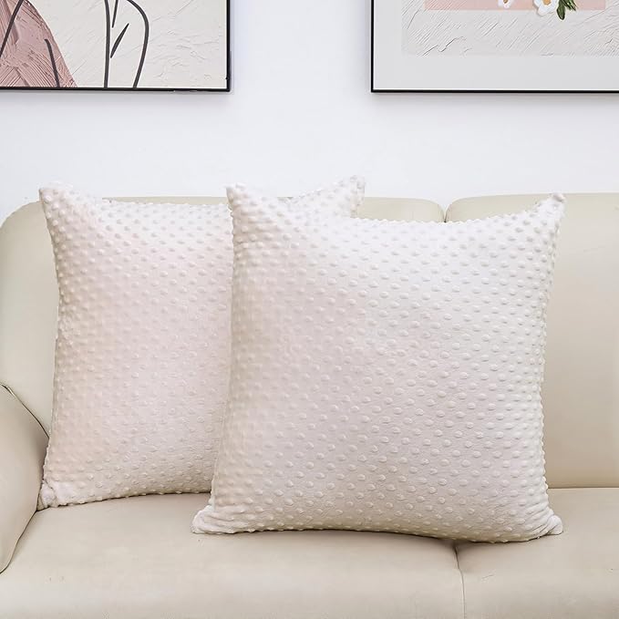 2 Packs Throw Pillow Covers, Neutral Decorative Couch Pillow Cover for Living Room Bed Sofa Rustic Farmhouse Boho Home Decor, Soft Plush Cushion Case Slipcover (Beige, 22"x 22")