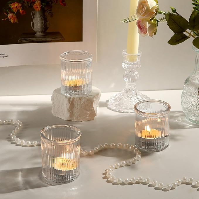 36pcs Votive Candle Holders - Clear Votives Glass Tea Light Candle Holders Bulk, Tea Lights Candles Holder for Home Party Wedding Decoration & Gift (Clear)