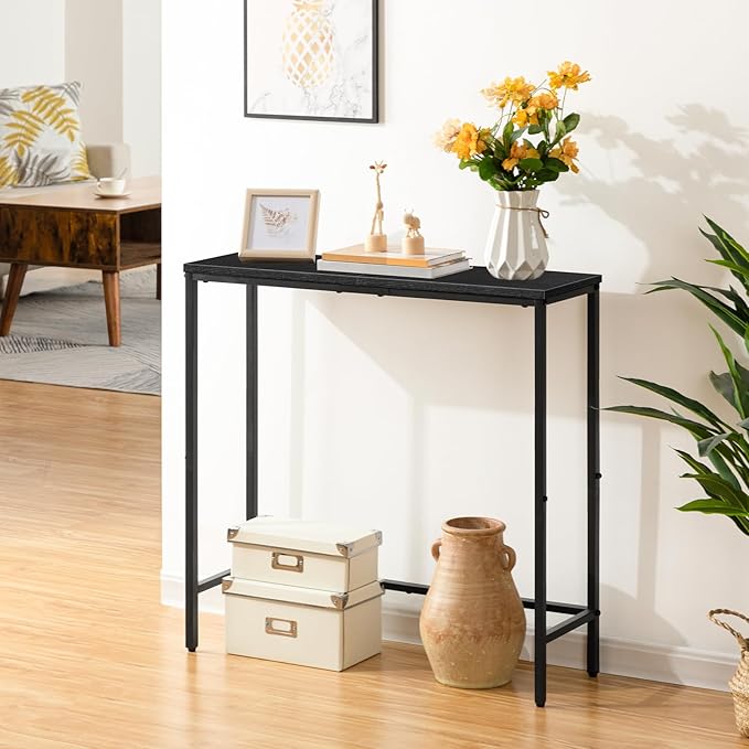 HOOBRO Narrow Console Table, 29.5" Small Entryway Table, Thin Sofa Table, Side Table, Display Table, for Hallway, Bedroom, Living Room, Foyer, Black BK75XG01