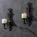 GAKA Wall Sconce Candle Holder Set of 2 Gothic Metal Candle Sconce Black Candle Holders Vintage Wall Mount Candle Holders Decorative,Black