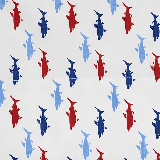 Nautica - Queen Sheets, Cotton Percale Bedding Set, Breathable & Cool, Coastal Bedding Set (Costazul Blue/Red, Queen)