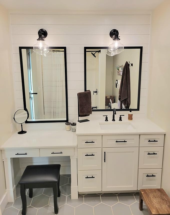 Frame My Mirror Black Bathroom Mirror for Wall, 26" x 38" Black Bathroom Vanity Mirror, Made in USA, Hangs Horizontally or Vertically, Ellis Design