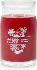 Yankee Candle Cherries On Snow Scented, Signature 20oz Large Jar 2-Wick Candle, Over 60 Hours of Burn Time, Christmas | Holiday Candle