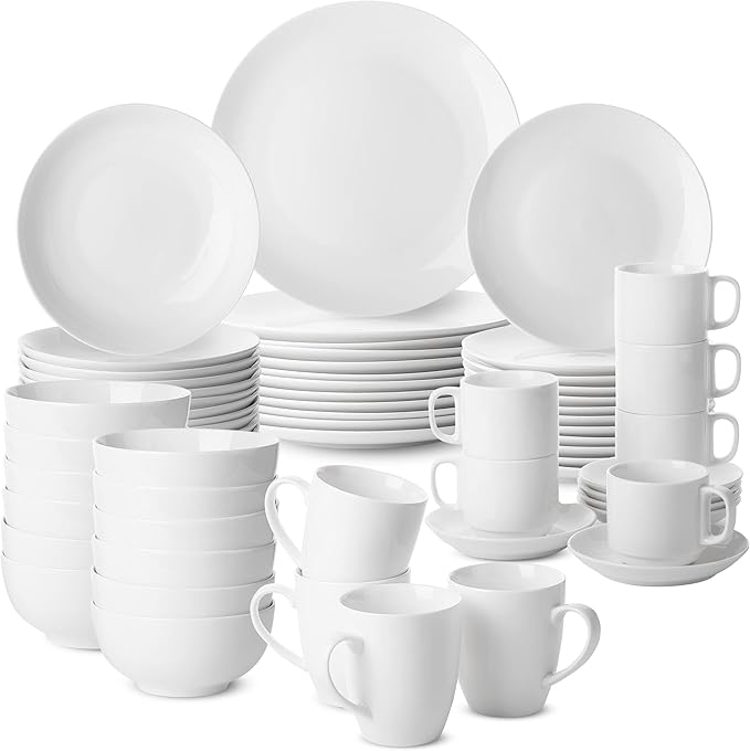BTaT- White Dinner Plates, 10.5 inch, Set of 12, White Plates, White Dinner Plates Bulk, White Plate Set, Plates, Dinner Plates, Plates Set, Restaurant Dishes, White Porcelain Dinner Plates