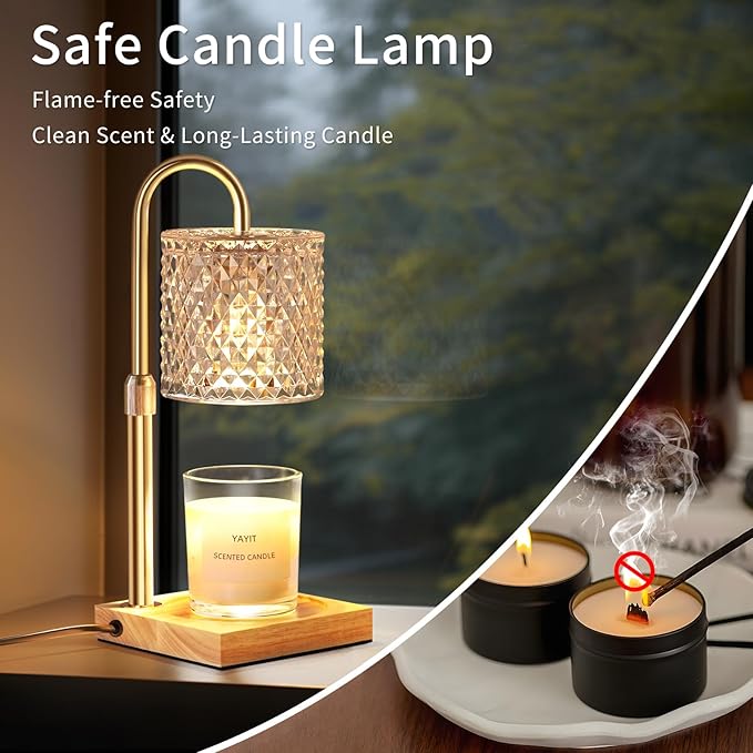 Candle Warmer Lamp with Timer Dimmer Adjustable Height, Lamp Candle Warmer for Jar Candles, Home Decor, for Women Birthday