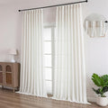 Neutral Linen Sheer Pinch Pleated Sliding Door Curtains, 2x50 Inches Width, Ivory Beige Light Filtering Drapes 90 Inches Long, Textured Modern Farmhouse Window Curtain Panels